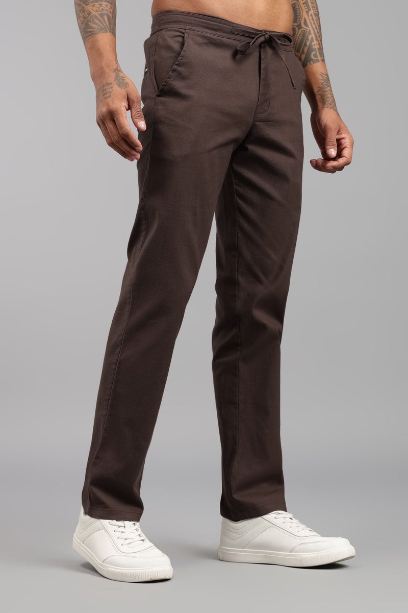 FABRIPPLE Men's Brown Linen Trouser - Image 3